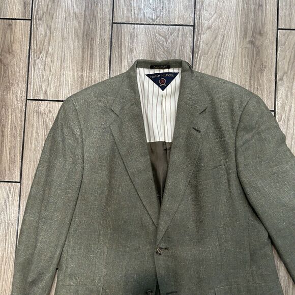 Vintage Tommy Hilfiger Mens Blazer 44R Green Single Vent Made In USA Jacket Only - Picture 2 of 16